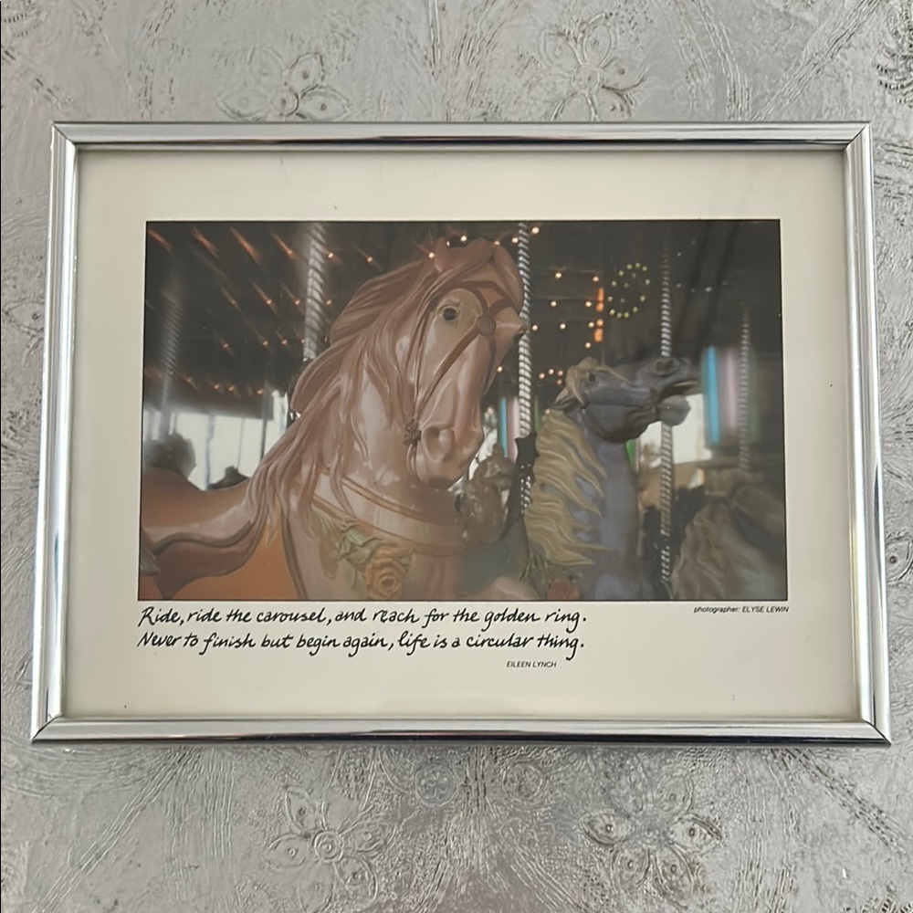 Silver Framed Carousel Horse Art Print by Photographer Elyse Lewin